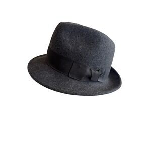 Epoch Charcoal Grey 100% Wool Fedora Hat Grosgrain Ribbon HE02 Mens S/M